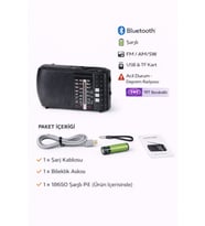 ICF8BT Bluetooth’lu Şarjlı Cep Radyosu FM AM SW USB TF Kart Acil Durum & Deprem Radyosu