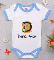 BK Kids Kişiye Özel Mavi Bebek Body Zıbın - Model 109