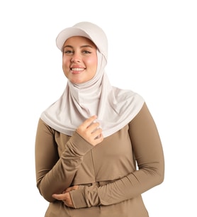 Bej Pratik Hazır Geçmeli Şapkalı Tesettür Eşarp Viskon Düz 2513_12