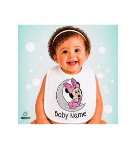 Kişiye Özel Minnie Mouse Keten Bebek Mama Önlüğü – Yumuşak, Emici, Yıkanabilir, Özel Tasarım P095