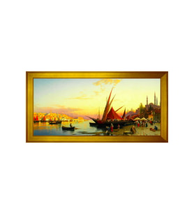 Manzara Temalı Kanvas Tablo 80 x 110 cm Gold Çerçeve