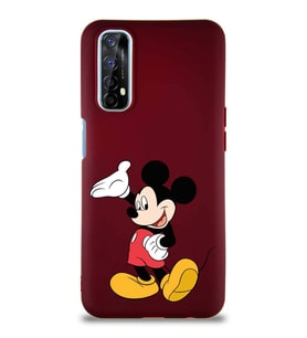 Realme 7 Soft Premier Kapak Mickey Mouse-C Tasarımlı Silikon Kılıf - Mürdüm (Şeffaf)