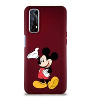 Realme 7 Soft Premier Kapak Mickey Mouse-C Tasarımlı Silikon Kılıf - Mürdüm (Şeffaf)