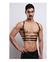 3 Sıralı Erkek Göğüs Harness, Şık T-Shirt Üzeri Aksesuar (Siyah)