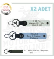 Yolların Maceracıları İçin İsim Plaka ve 0 Rh (+) Kan Grubu Özel x2 Set Anahtarlık, Mavi-Beyaz-Ysl (Çok Renkli)