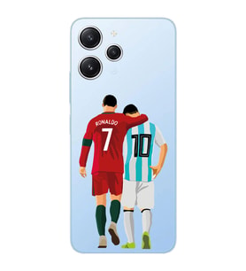 Xiaomi REDMI 12 Uyumlu Lionel Messi ve Cristiano Ronaldo Desenli Şeffaf Telefon Kılıfı