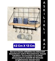 Dayanıklı Kolay Montaj Mutfak Kahve Köşesi Dolap Tezgah Üstü Düzenleyici Estetik Metal Askılıklı Raf