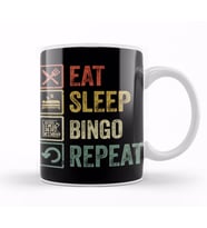 Funny Eat Sleep Bingo Repeat Retro Vintage Gift Kupa Bardak Porselen