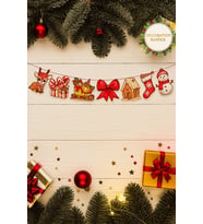 120×21 cm Yılbaşı Dekoratif Fiyonklu Banner – 7'li Mekân ve Parti Süsleme