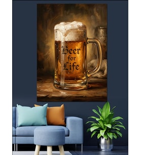 Beer For Life Köpüklü Bira Bardağı Dekoratif Kanvas - Mdf Ahşap Tablo