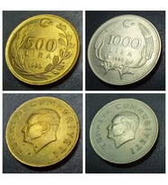 500 Lira ve 1000 Lira 1990 ÇİL eski madeni para - 399636681b5c243583 (Çok Renkli)