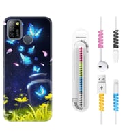 INFINIX Smart 4 5 6 Zero 8 S5 Pro Kılıf Kablo Koruma Spiral Silikon Neon Butterflys 1309