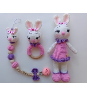 Nolly Tavşan Takım Amigurumi Organik Oyuncak