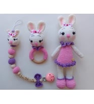 Nolly Tavşan Takım Amigurumi Organik Oyuncak