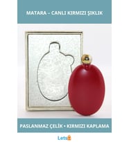 Paslanmaz Çelik Yuvarlak Matara Kırmızı Renk