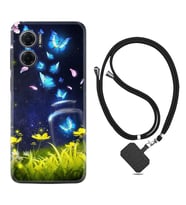 Xiaomi Redmi Note 11E Kılıf Resimli Boyun Askılı İpli Desenli Silikon Flowers Fox 1309