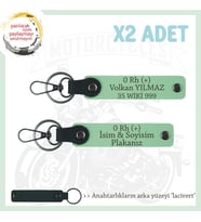 Efsane Motorculara, İsim Plaka ve  0 Rh (+) Kan Grubu, Anlamlı Hediye x2' li Anahtarlık, Yeşil-Laci (Çok Renkli)