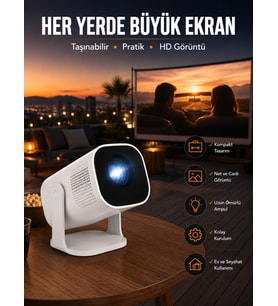 Akıllı Projeksiyon Powerbankli Taşınabilir Sinema Projektörü 4k Hd Kaliteli Yeni Nesil