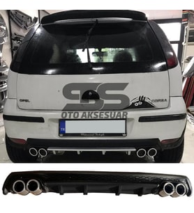 Opel Corsa  C Difüzör Arka Tampon Eki 4 Egzoz Çıkışlı Siyah Lüx Tip