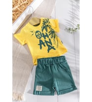 Summer Temalı Yazlık Şortlu Erkek Bebek Takım (Yeşil)