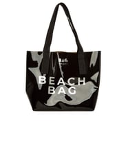 BAGMORİ Beach Bag Baskılı Şeffaf Plaj Çantası (Siyah)