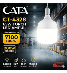 Cata CT-4328 65W Torch Led Ampul Beyaz Işık E27 Duylu