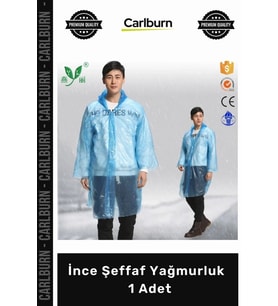 Özel Üretim Kapüşonlu Çıtçıtlı Su Geçirmez Dayanıklı Unisex Pratik İnce Şeffaf Yağmurluk 1 Adet