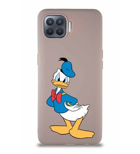 Oppo Reno 4 Lite Soft Premier Kapak Donald Duck-D Tasarımlı Silikon Kılıf - Pudra (Şeffaf)