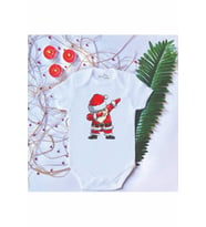 Unisex Bebek Baskılı Noel Baba %100 Pamuklu Çıtçıtlı Body Zıbın