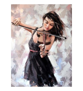 Keman ve Kız Sticker(Çerçeveli) 40x50 Sayılarla Boyama Hobi Seti