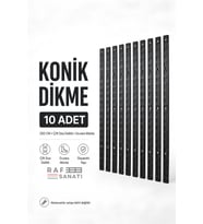 10 Adet - Konik Dikme 200 cm Siyah – Çift Sıra Delikli Modüler Mağaza Raf Profili Direği