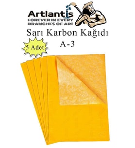 Karbon Kağıdı A3 5 Adet 29,7x42 cm Renkli Karbon Kağıdı Kopya Kağıdı Transfer Kağıdı (Sarı)