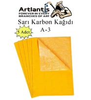 Karbon Kağıdı A3 5 Adet 29,7x42 cm Renkli Karbon Kağıdı Kopya Kağıdı Transfer Kağıdı (Sarı)