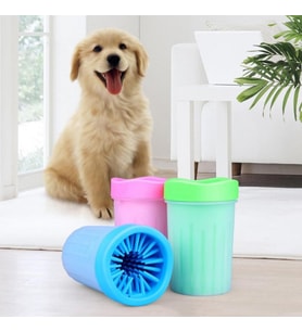 Silikon Jel Fırçalı Kedi Köpek Pati Ayak Yıkama Temizleme Kovası (Küçük) (5690)