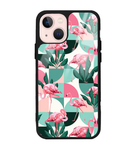iPhone 13 Retro Flamingo Duvar kağıdı Tasarımlı Glossy Telefon Kılıfı
