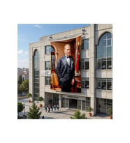 Mustafa Kemal Atatürk Takım Elbiseli Poster Bayrak Raşel Kumaş 6x9 metre ATA47