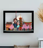 BK Gift Kişiye Özel Sevgililer Japonya Karikatürlü 3D Ahşap Tablo-1
