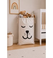Köpek Desenli Kanvas %100 Pamuk Yıkanabilir Oyuncak Torbası 50x70cm