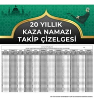 20 Yıllık Kaza Namazı Takip Çizelgesi A4 Boyutundadır (Beyaz - Siyah - Gri)