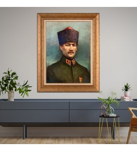 Altın Varaklı Paspartulu Çerçeveli Tablo rv1062