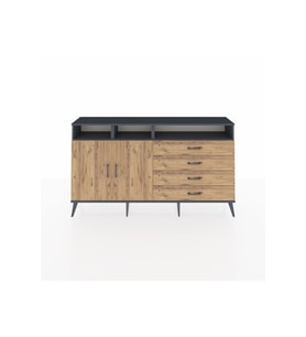 Arges Konsol 5 Raflı 4 Çekmeceli 2 Kapaklı 176x30x99 Antrasit-Çam
