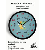 İsme Özel Sevimli Timsah Çocuk Odası Duvar Saati Orta Boy 30 cm Siyah Camlı Sessiz