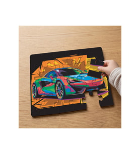 Renkli Araba Tasarımlı 24 Parça Ahşap Çocuk Puzzle MPK0323