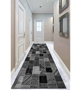 Füme Kaymaz Patchwork Kesme Rulo Özel Ölçülü Yolluk AR321