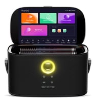 Ikarao Partybox Shell S2 140W Karaoke Bluetooth Hoparlör Seti, 8" Dahili Tablet, 2 Kablosuz Mikrofon, RGB Işıklı Taşınabilir Ses Bombası, Siyah