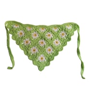 Papatya Motifli Örgü Bandana (Fıstık Yeşili)