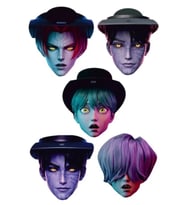 K Pop Saja Boys Huntrix Demon Hunters Karton Maske 6'lı Parti Doğum Günü Maske Seti