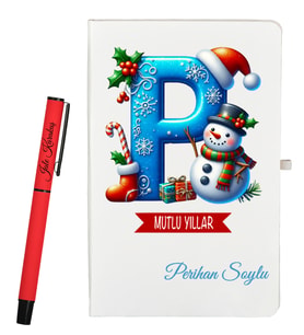 Kişiye Özel Yeni Yıl Hediyesi Defter ve Roller Kalem Seti