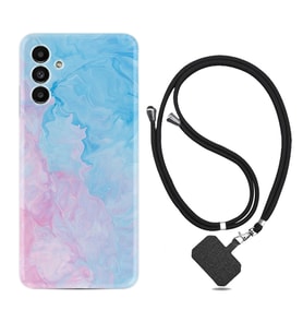 Samsung A23 A31 A32 A50 A51 A52 A53 A70 Kılıf Boyun Askılı Silikon Pink Blue Abstract 1385