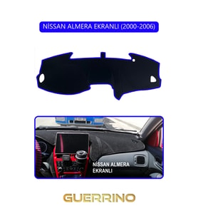 NİSSAN ALMERA EKRANLI 2000-2006TORPİDO KORUMA HALISI MAVİ KENAR